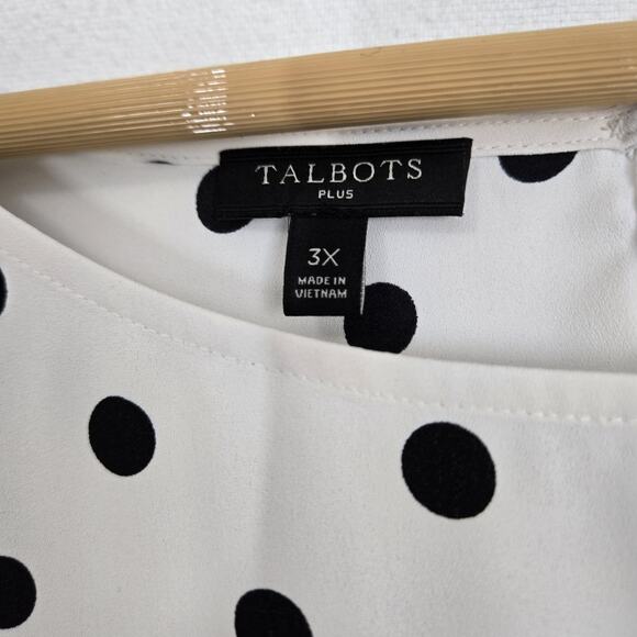 Talbots Side Tie Dot Print Top Sz 3X White Black Polka Dot 3/4 Sleeve READ - Picture 6 of 14